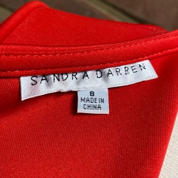 Sandra Darren Black & Red Short Sleeve Dress Size 8 - Picture 5 of 7